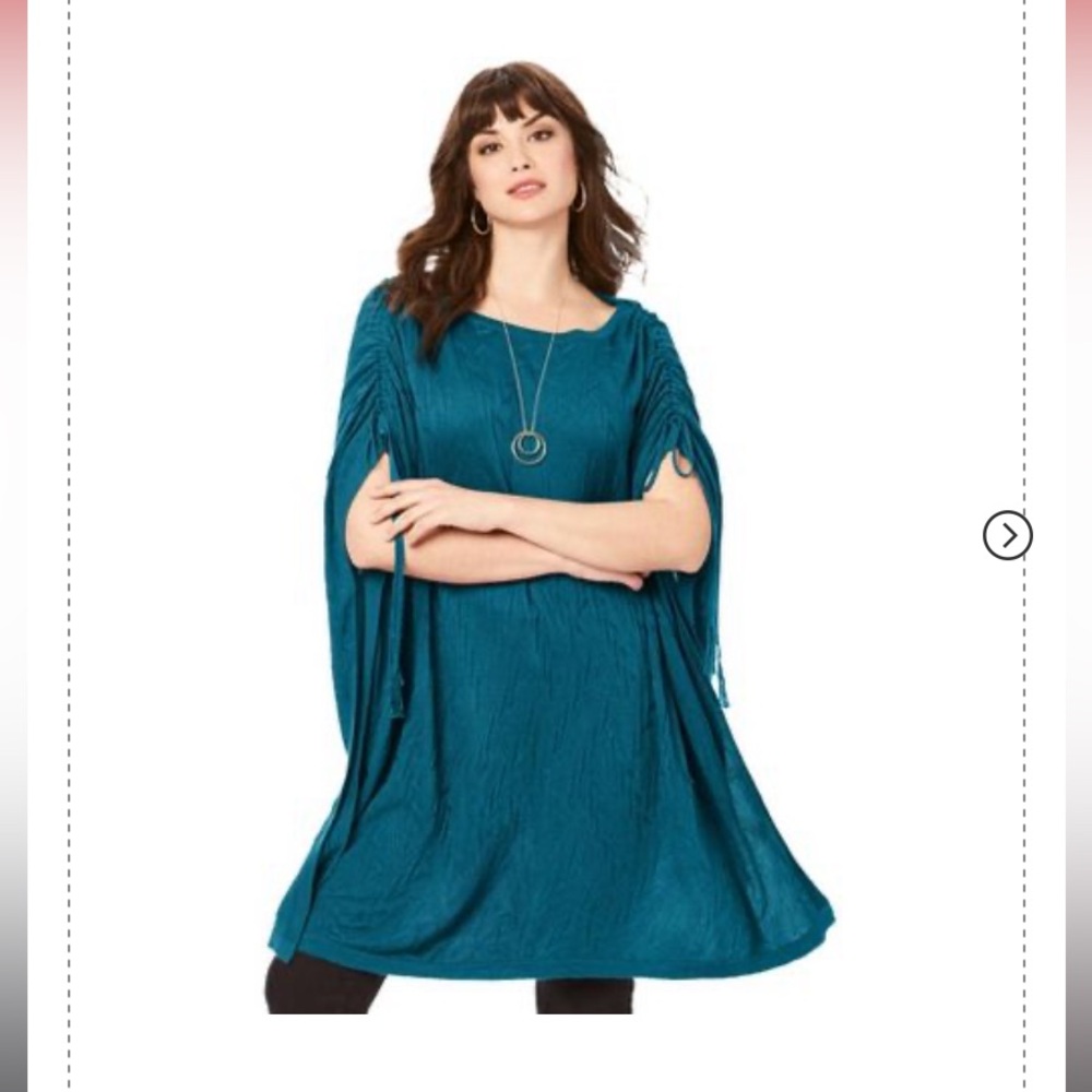 ROMANS SHORT SLEEVE FLAIR SWEATER NWT TURQUOISE SIZE 1X/2X